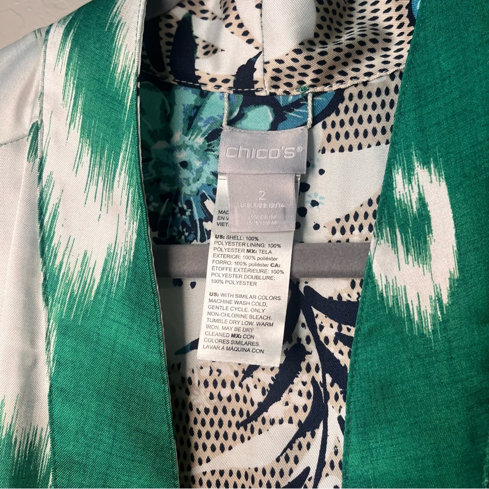 Chico’s Reversible Floral Printed Longline Kimono Ikat Duster Cardigan - Picture 7 of 15